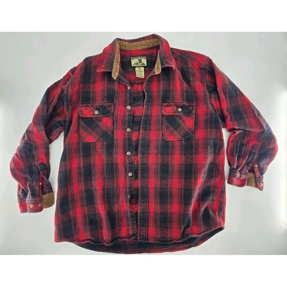 Field & Stream Other - Field & Stream Men's Size‎ XXL Flannel Button Shirt Black Red Plaid VTG Heavy